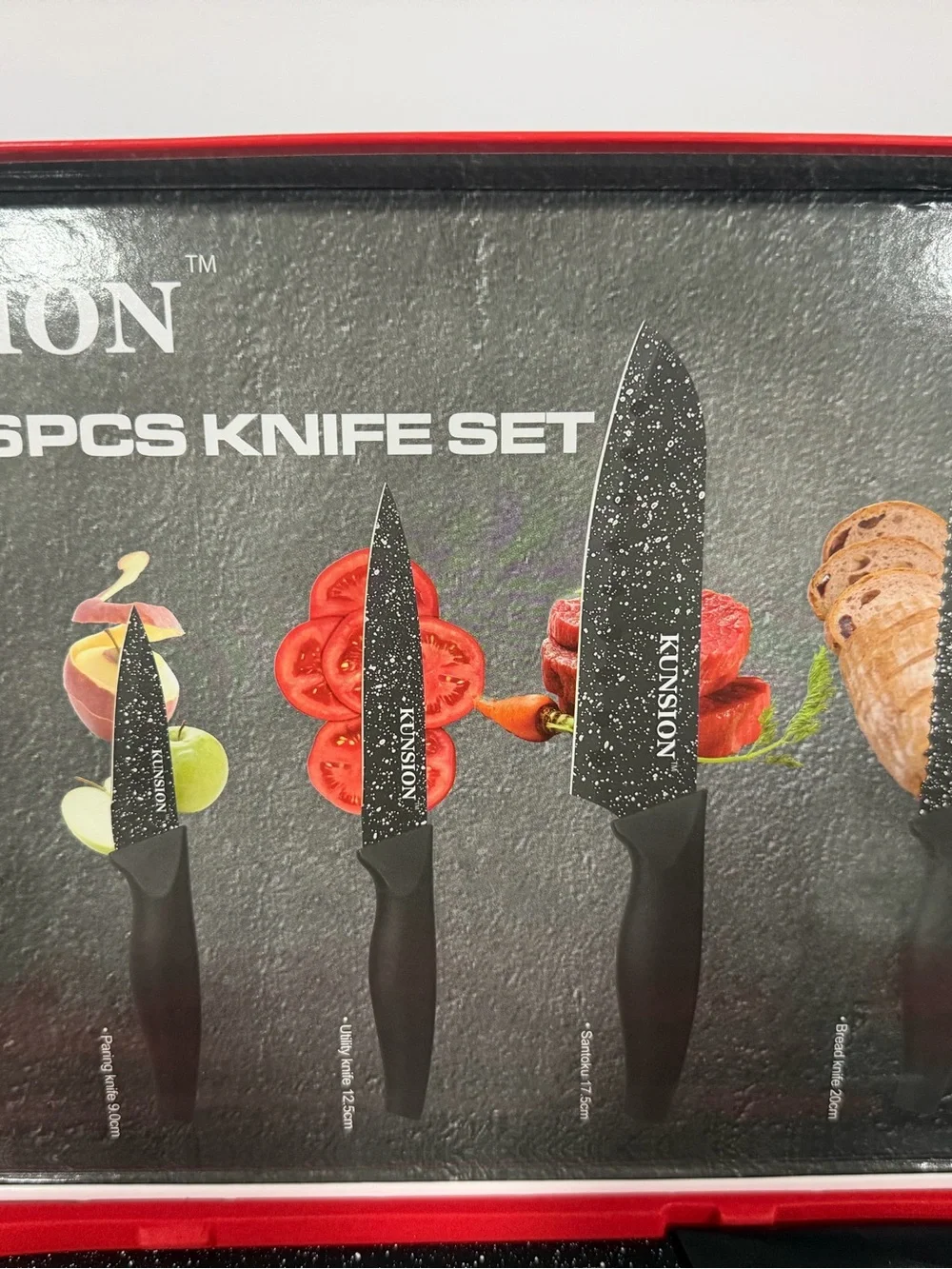 Kunsion Black Marble Coated Knife Set - 6-Piece Grooming & Kitchen Kit